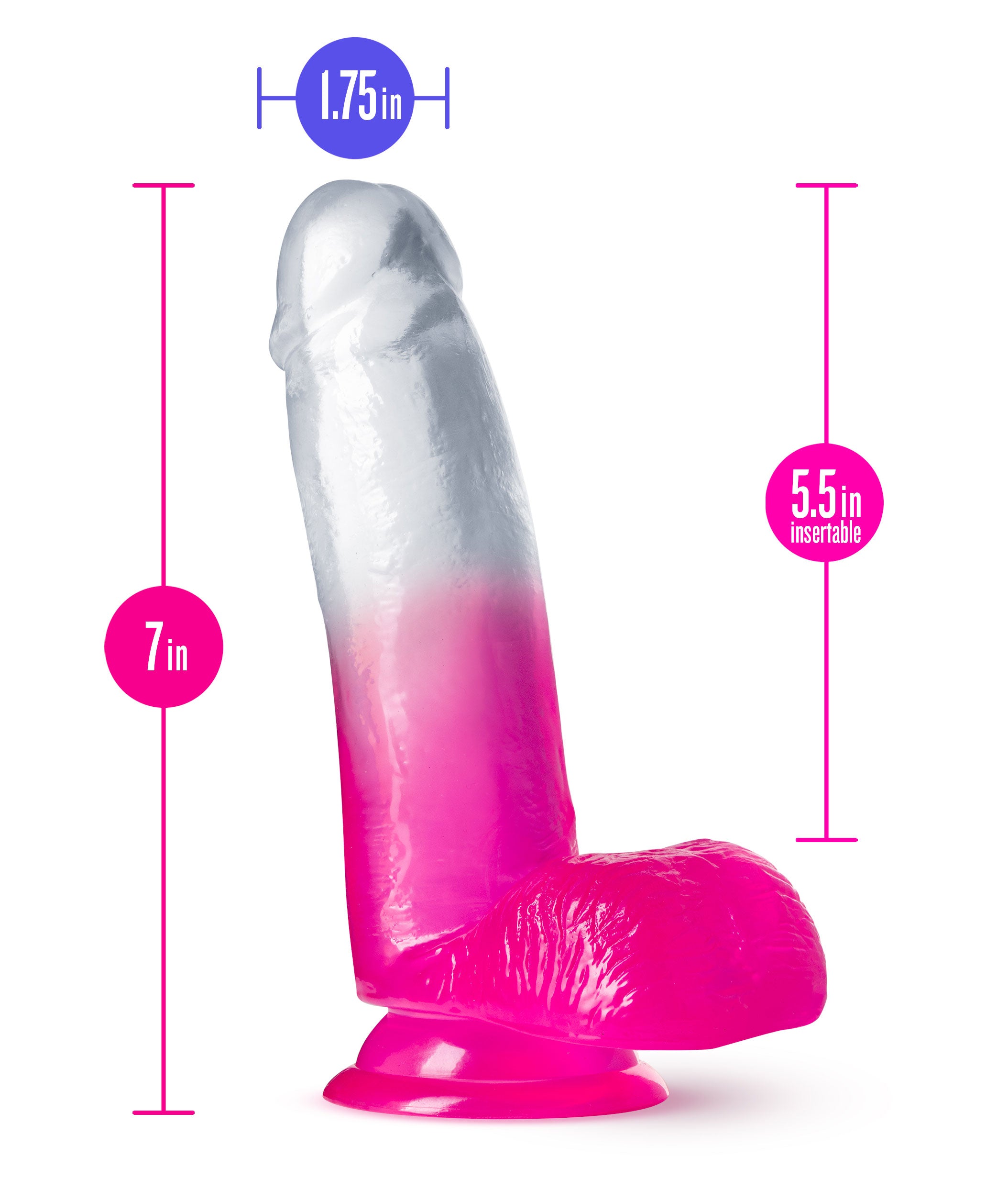 B Yours Sugar Magnolia 7in Dildo Fuchsia with Suction Base DONGS