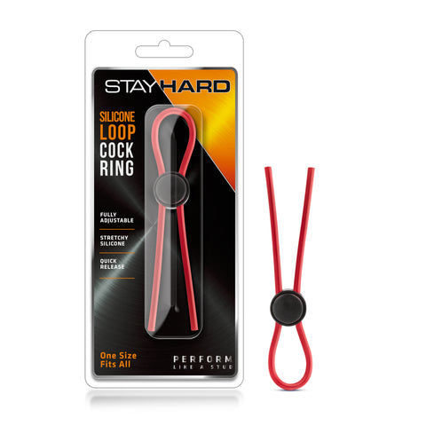 Stay Hard Silicone Loop Cock Ring in Red COCK RINGS