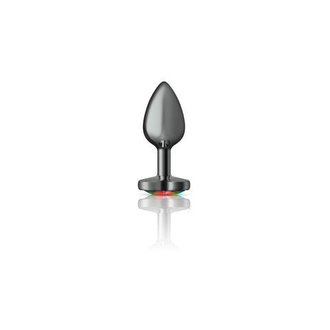Cheeky Charms Gunmetal Butt Plug with Heart Rainbow Jewel Small > Anal Range > Jewel Butt Plugs