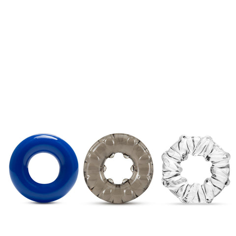 Stay Hard Triple Stretch - Cock Rings - Set of 3 Multi COCK RING Set
