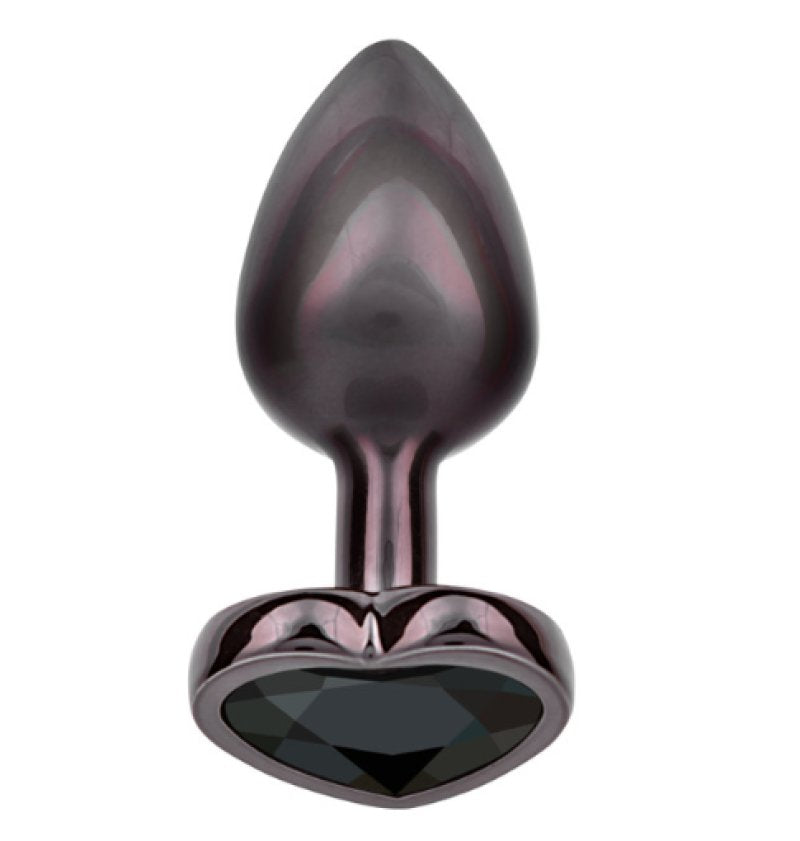 Jewel Heart Plug – Iridescent Zinc Alloy Jewelled Butt Plug Black Diamond Small (2.25 inch) > Anal Range > Jewel Butt Plugs