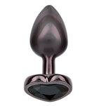 Jewel Heart Plug – Iridescent Zinc Alloy Jewelled Butt Plug Black Diamond Large (2.75 inch) > Anal Range > Jewel Butt Plugs