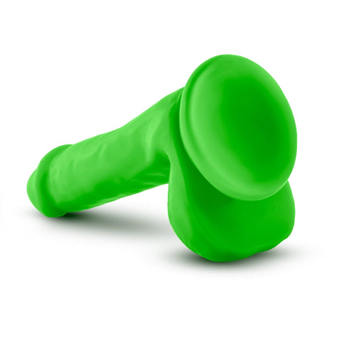 Neo Elite 6 Inch Silicone Dual Density Cock with Balls Neon Green DONGS