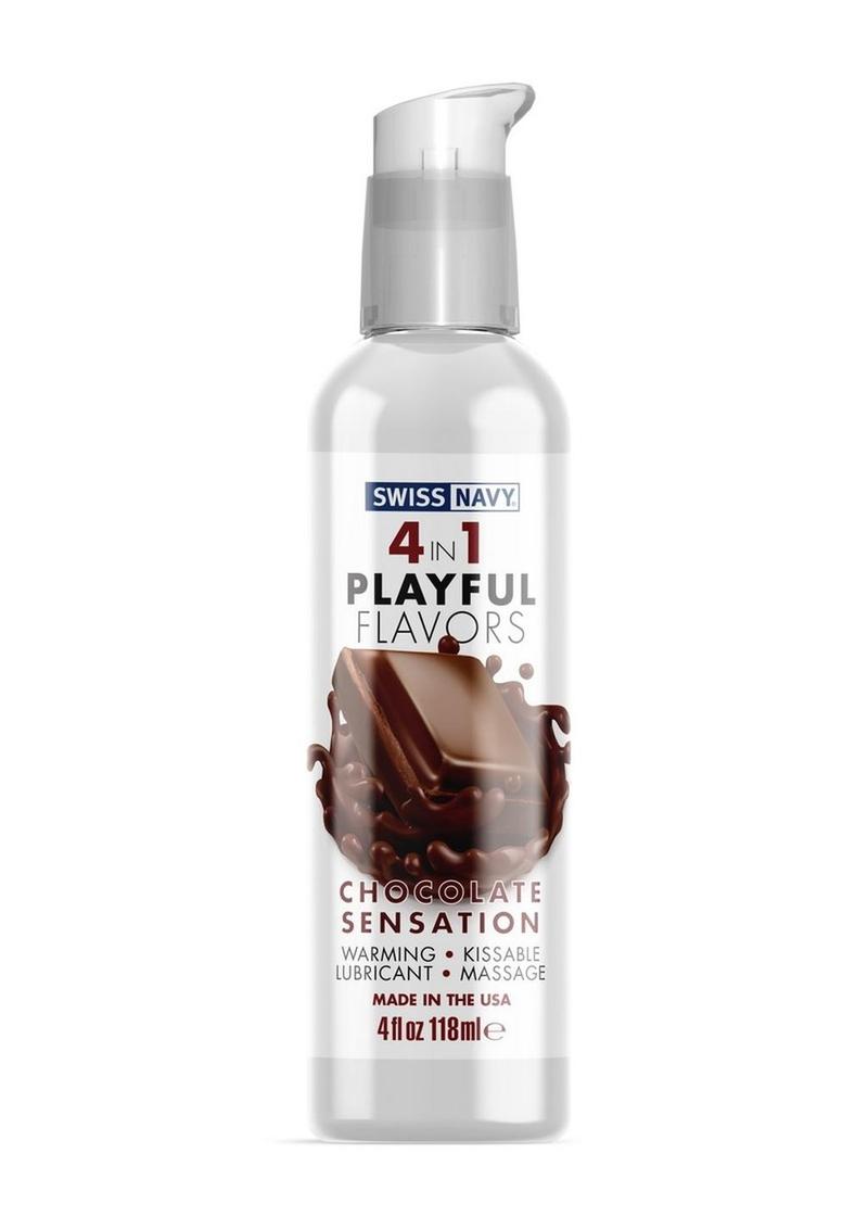 Playful Flavours 4 In 1 Chocolate Sensation (4oz/118ml) – Flavored Massage Oil > Lube > Flavoured