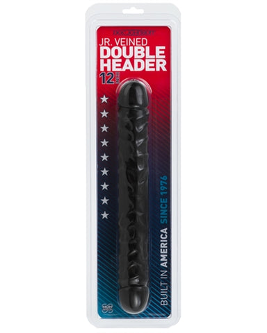 Jr Veined Double Header (Black) – 12 Inch Flexible Dong > Dildos > Double Dildos