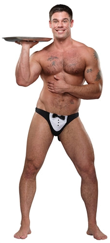 MaitreD Thong Novelty Men’s Lingerie with Tuxedo Design Black One Size Mens Costumes