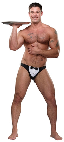 MaitreD Thong Novelty Men’s Lingerie with Tuxedo Design Black One Size Mens Costumes