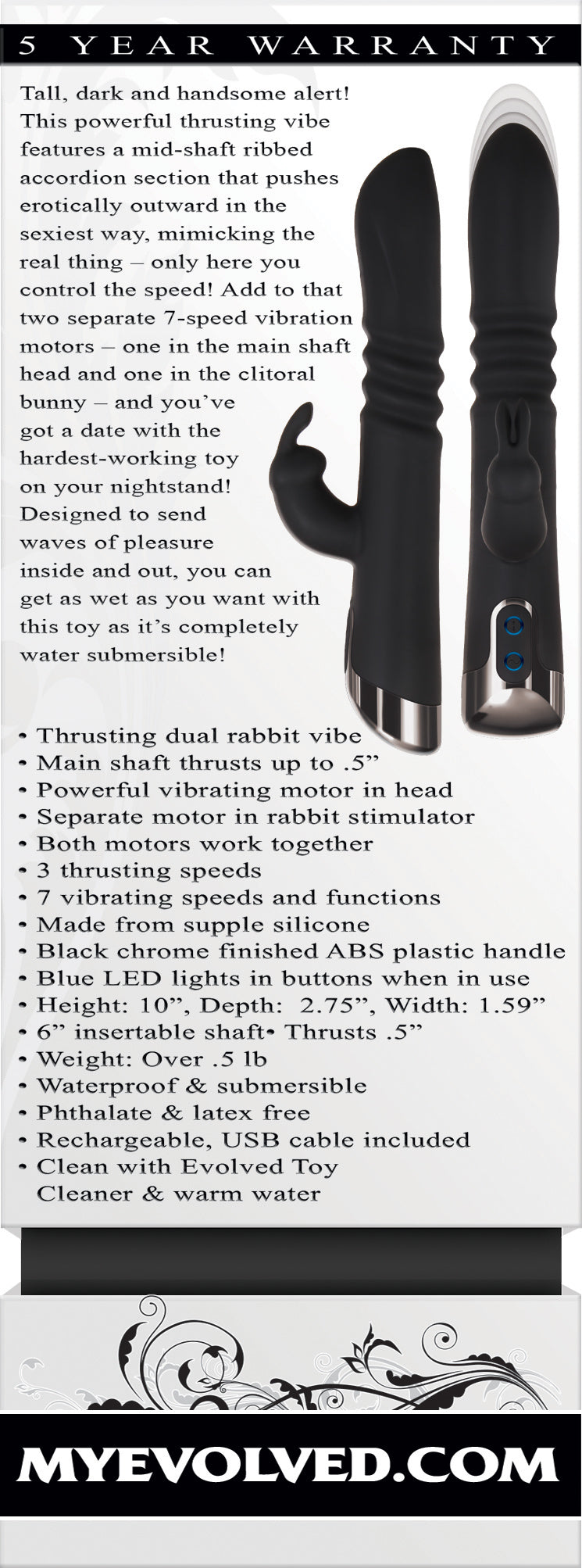 Evolved Rapid Rabbit 25.4 cm Thrusting Vibrator > Vibrators > Ladies > Rabbit Multi