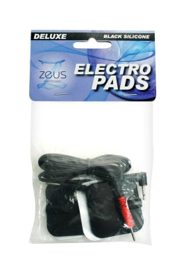 Zeus Deluxe Black Electro Pads Pack of Two Premium Silicone Intimacy Accessories E-STIM TOYS