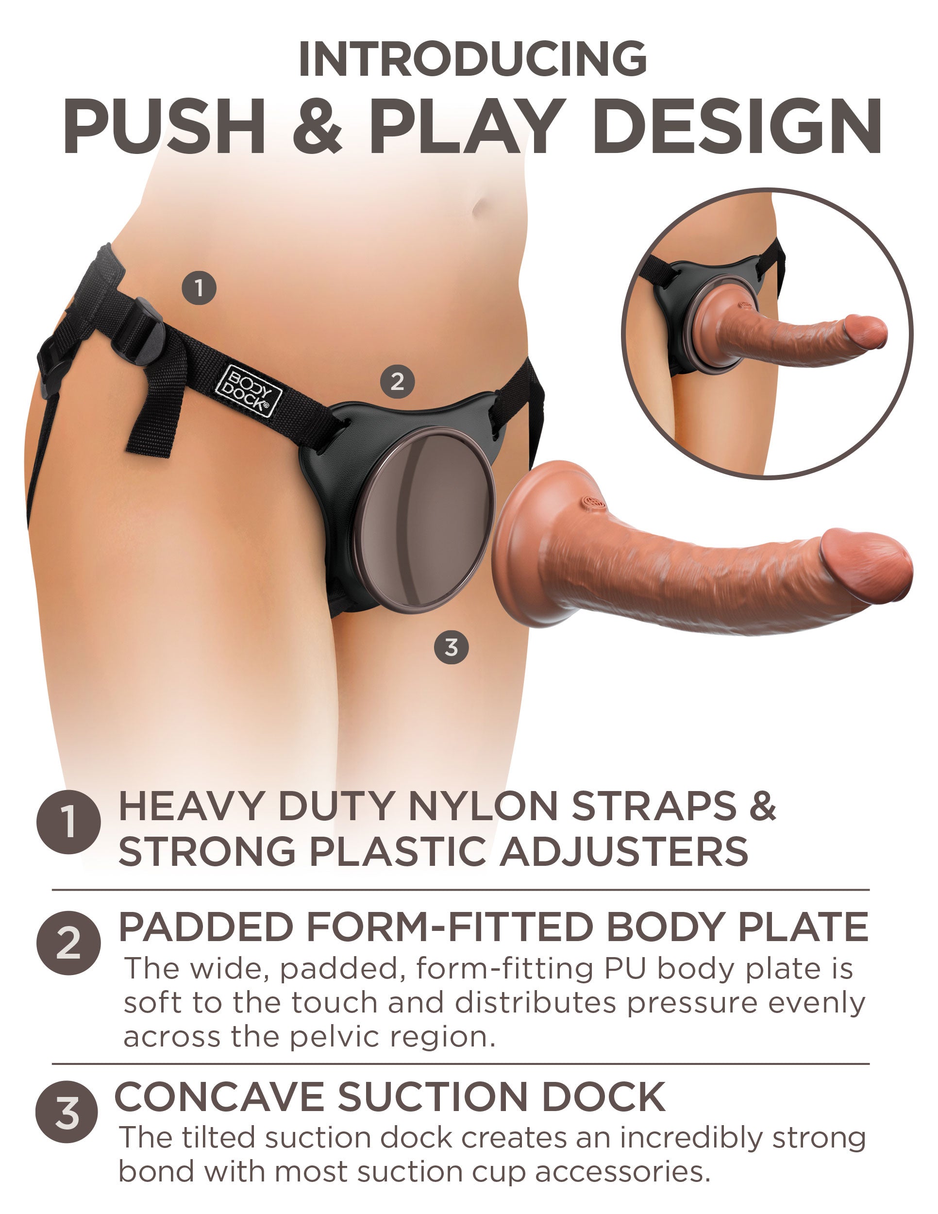 King Cock Elite Comfy Body Dock Kit with Tan 17.8 cm Dong STRAP-ONS
