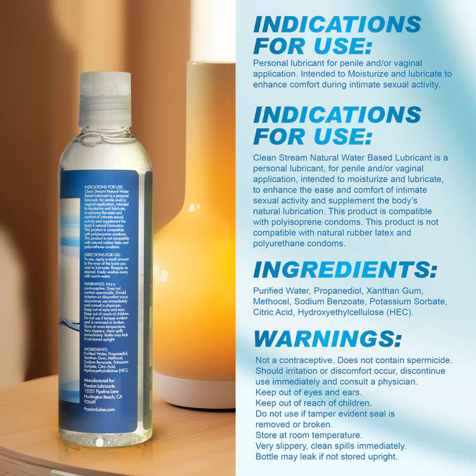 Natural Water Based Anal Lube 8oz/236ml - Silky Smooth Anal Lubricant