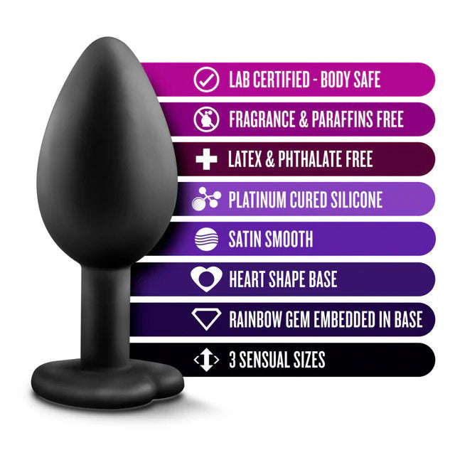 Luxe Bling Plugs Training Kit Black With Rainbow Gems 3 Sizes (3 Inch) > Anal Range > Butt Plug Kits