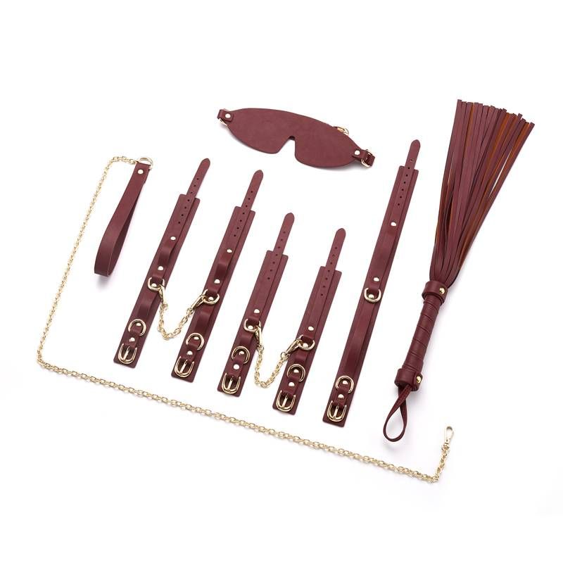 8 Pc Deluxe Bondage Play Kit Burgundy Gold Set for Couples > Bondage Gear > Bondage Kits
