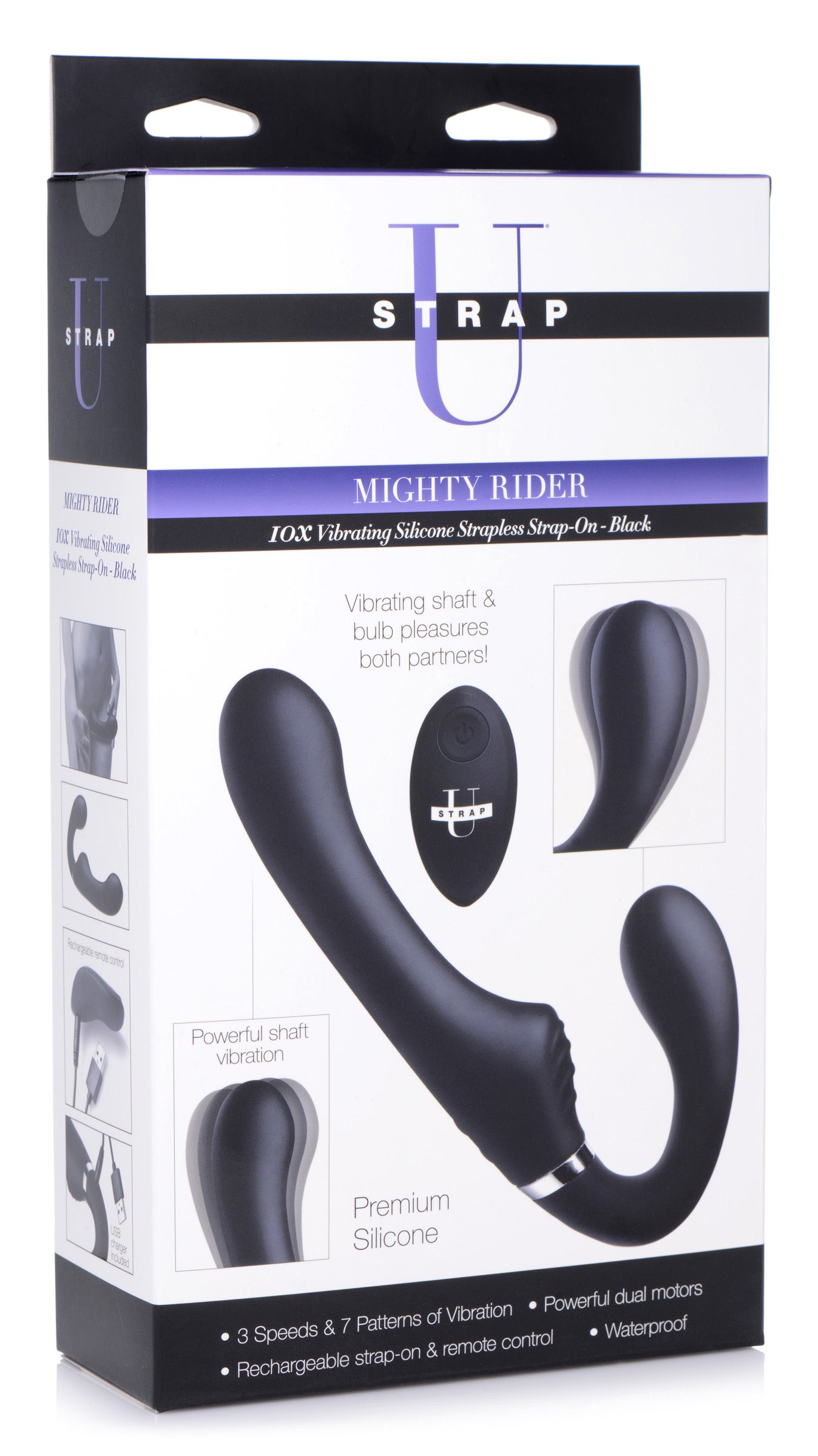 Mighty Rider 10X Strapless Strap-On Black with Remote Control > Dildos > Strapless Strap Ons
