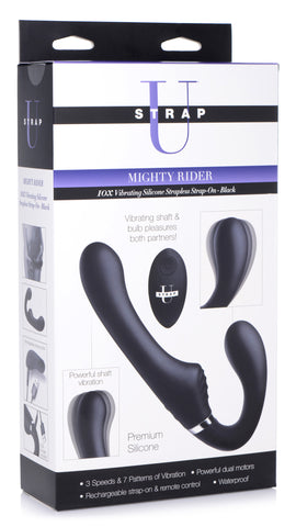 Mighty Rider 10X Strapless Strap-On Black with Remote Control > Dildos > Strapless Strap Ons