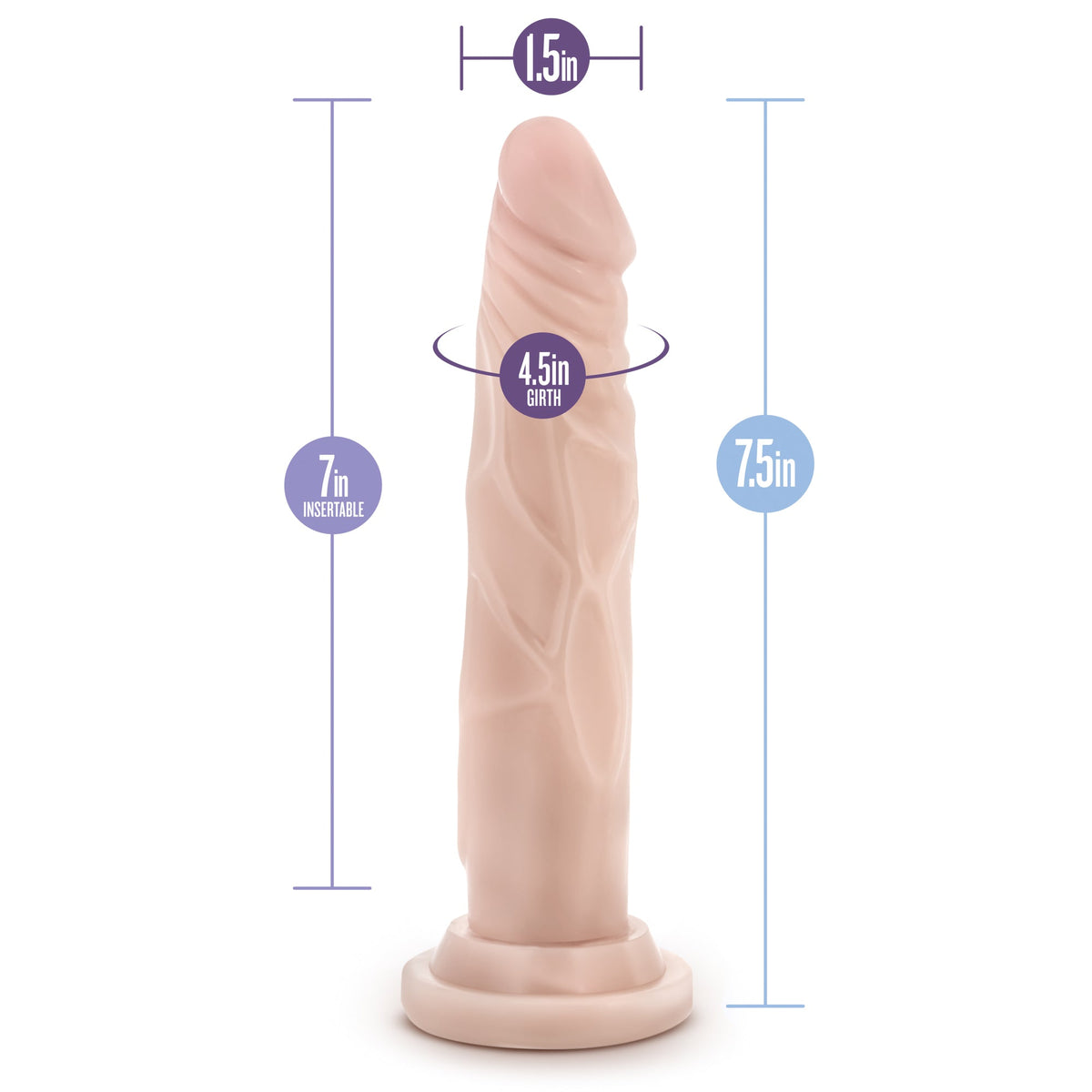 Dr Skin Realistic Basic Dildo with Suction Cup – 7, 7.5 and 8.5 Inch > Dildos > Slim Dildos