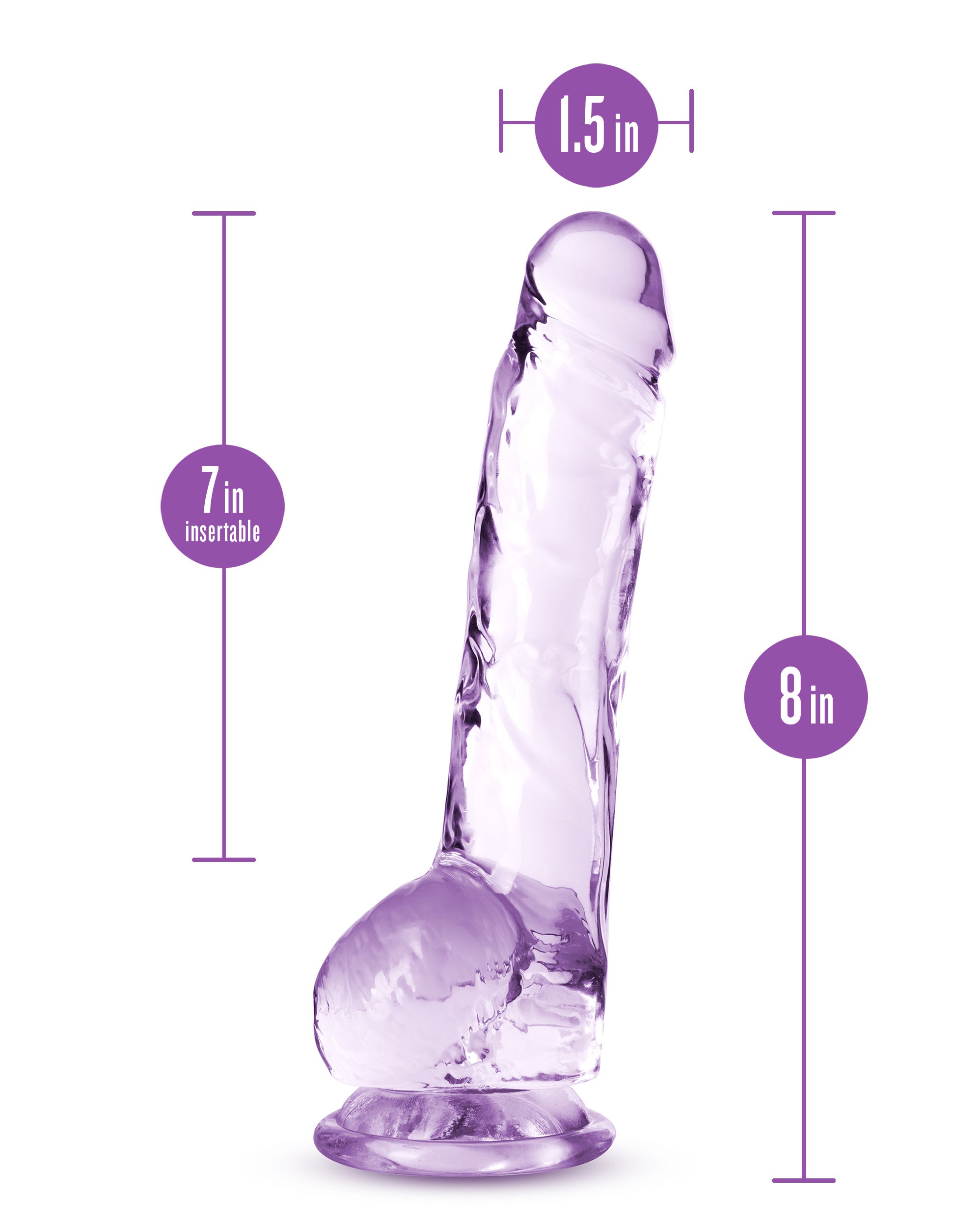 Naturally Yours 8 Inch Crystaline Dildo Amethyst > Dildos > Realistic Dildos