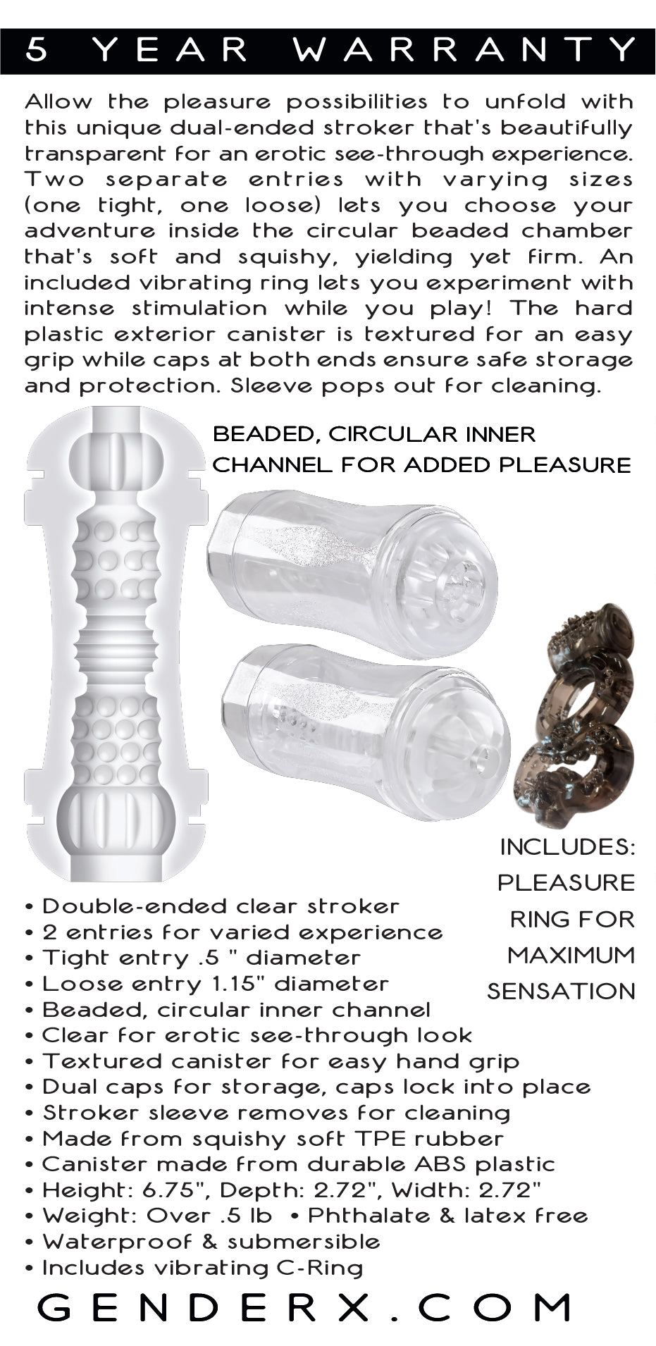 Gender X Double Fantasy Double Ended Stroker for Versatile Pleasure Strokers - Manual