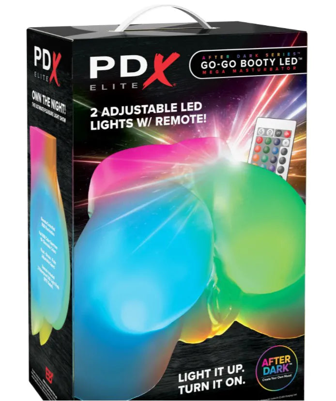 PDX Elite After Dark Series Go-Go Booty – Waterproof LED Mega Masturbator Clear > Sex Toys For Men > Masturbators > Vibrating