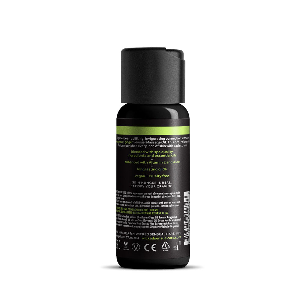 Wicked Sensual Massage Oil 120ml - Lemongrass and Ginger Scented LOTIONS & LUBES