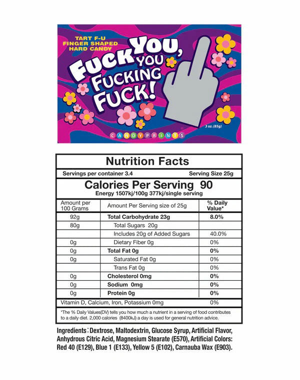 Fuck You, You Fucking Fuck Candy - Bag of 25 > Novelties > Candy & Edible Items