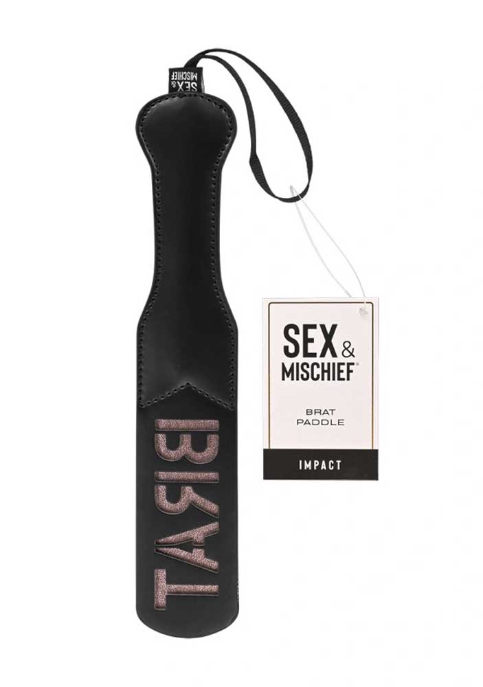 Sex & Mischief Brat Paddle 10.1 cm with Thuddy Impact Black Whips & Paddles