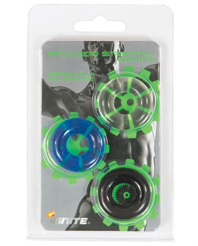 Power Stretch Donuts 3 Pc Multi Colour Cock Ring Set Mixed > Cock Ring > Sets