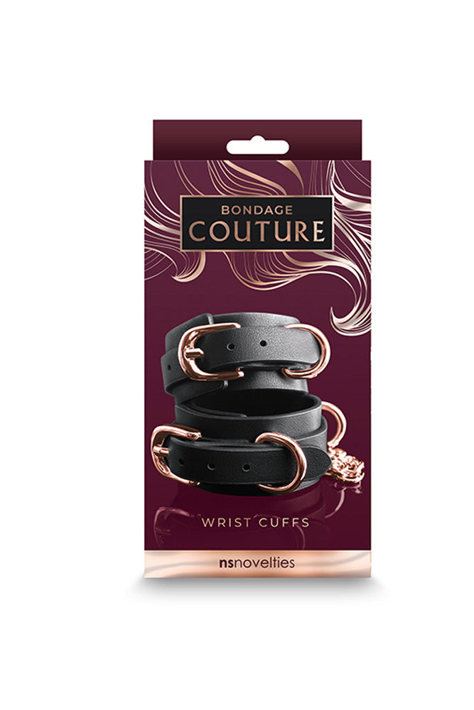 Bondage Couture Wrist Cuffs – Synthetic Material Nickel Free Hardware Restraints Secondary image