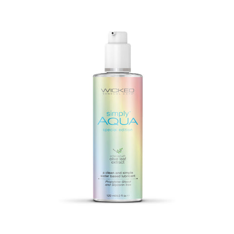 Wicked Simply Aqua Pride 120 ml Water Based Lubricant Bottle White Water Based Lube