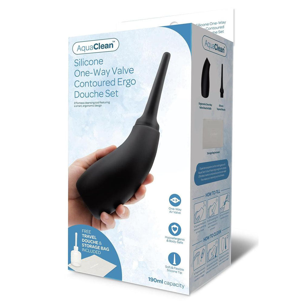 AquaClean Silicone One-Way Valve Contoured Ergo Douche Set Black > Essentials > Douches