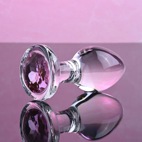 Adam & Eve Pink Gem Glass Plug Medium 8.7 cm Butt Plug GLASS TOYS
