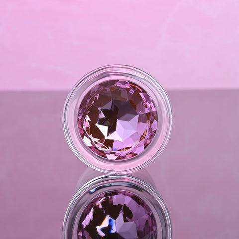 Adam & Eve Pink Gem Glass Plug Medium 8.7 cm Butt Plug GLASS TOYS