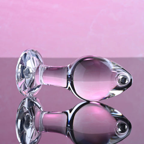 Adam & Eve Pink Gem Glass Plug Medium 8.7 cm Butt Plug GLASS TOYS