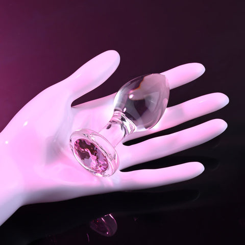 Adam & Eve Pink Gem Glass Plug Medium 8.7 cm Butt Plug GLASS TOYS