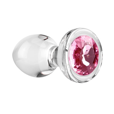 Adam & Eve Pink Gem Glass Plug Medium 8.7 cm Butt Plug GLASS TOYS
