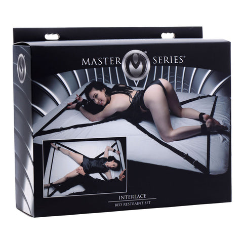 Master Series Interlace Bed Restraint Set - Bed Restraints Black > Bondage Gear > Restraints