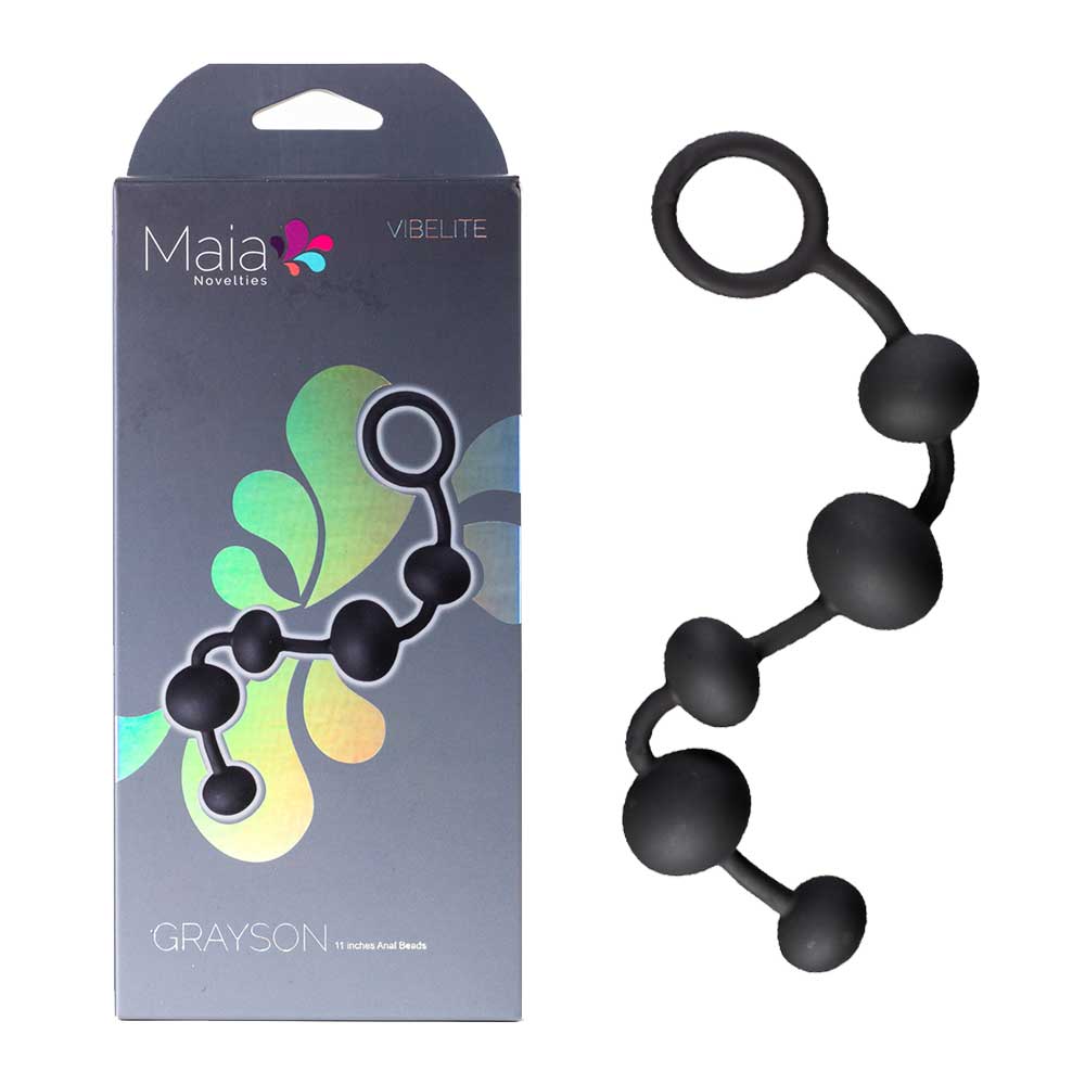 Maia Grayson (Gray) – Waterproof 16.5 cm Medical Grade Anal Beads Black > Anal Range > Anal Beads