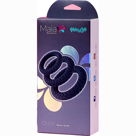 Maia ONYX 3-Piece Penis Ring Set Multi-Sizes Available COCK RING Set