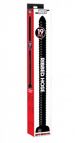 Hosed 19 Inch Ribbed Anal Snake Black Black Dongs Big