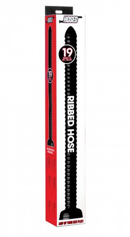 Hosed 19 Inch Ribbed Anal Snake Black Black Dongs Big