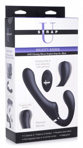 Mighty Rider 10X Strapless Strap-On Black with Remote Control Black > Realistic Dildos and Vibes > Strapless Strap Ons