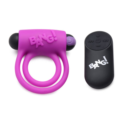 Bang Silicone Cock Ring and Bullet - USB Rechargeable Vibrating Cock Ring with Wireless Remote in Black Cock Rings Vibrating