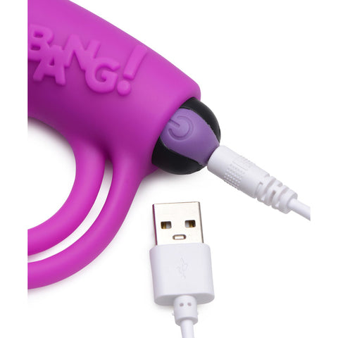 Bang Silicone Cock Ring and Bullet - USB Rechargeable Vibrating Cock Ring with Wireless Remote in Black Cock Rings Vibrating