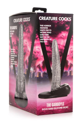 Creature Cocks The Gargoyle Rock Hard Silicone Dildo Silver Fantasy Dongs