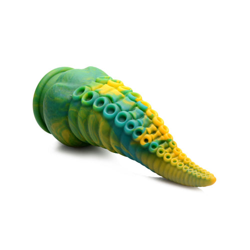 Creature Cocks Monstropus Tentacled Silicone Dildo in Marbled Green Yellow and Blue with Suction Cup Base Fantasy Dongs