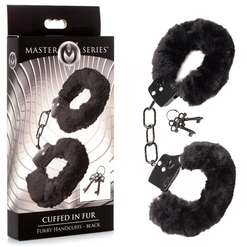 Master Series Cuffed in Fur (Black) – Luxury Fluffy Handcuffs Black > Bondage Gear > Handcuffs