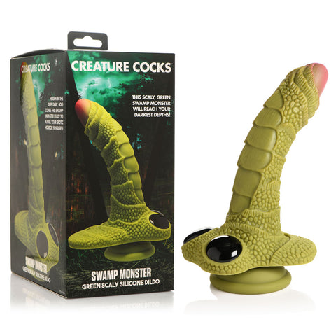 Creature Cocks Swamp Monster 7 Inch Fantasy Dong Silicone Dildo Green Fantasy Dongs