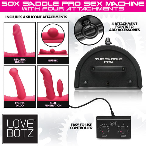 Saddle Pro Deluxe Rideable Sex Machine 4 Attachments for Ultimate Pleasure Sex Machines