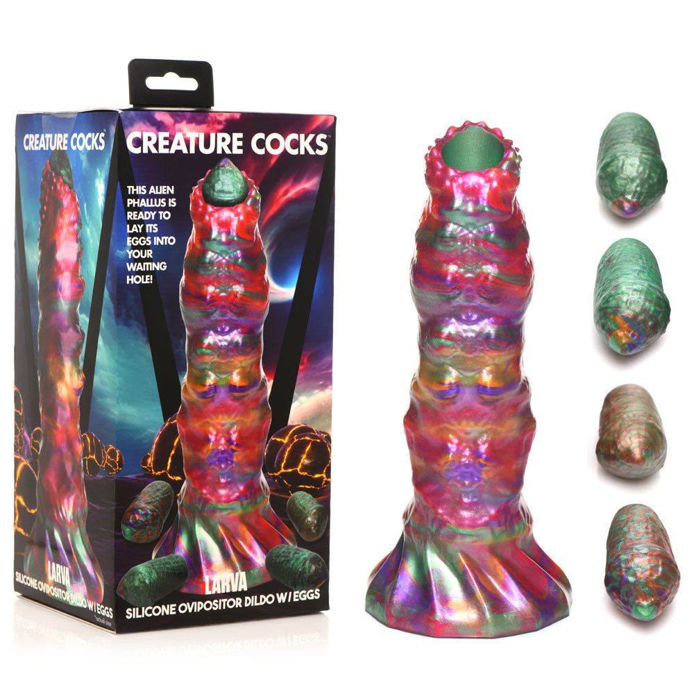 Larva Silicone Ovipositor Dildo with Eggs Multi Fantasy Dongs