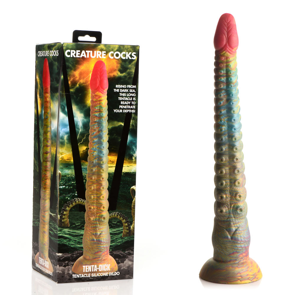 Tenta Dick Tentacle Silicone Dildo (Multicolor) – 11 Inch Ribbed Tentacle Dong Rainbow > Dildos > Fantasy